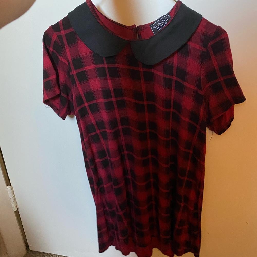 Midnight Hour Peter Pan collar plaid shirt s